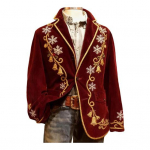 Meeste Sametpintsak &Uuml;he n&ouml;&ouml;biga Pintsak Rev&auml;&auml;r Pikkade varrukatega 3D J&otilde;uluteemaline Tr&uuml;kis Kitsa l&otilde;ikega Pintsak Ametlik Lava-r&otilde;ivas M tumepunast v&auml;rvi