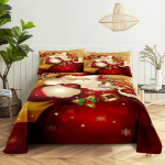 H&auml;id j&otilde;ule Voodilina komplekt padjap&uuml;&uuml;riga 3D-tr&uuml;kk J&otilde;uluvana Kodukaunistus Uus aasta King Queen T&auml;issuurus Punane Voodi Tavaline Lina 110x230cm 2pcs