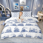 Homewish Multikate Lennuki Rongi Tekikate Komplekt Lastele 2tk/3tk, Lennuki Aurumootori Voodipesu, Transpordi Voodikomplekt UK C 120x150cm 2pcs&set