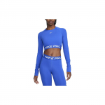 Nike Pro 365 Kirjatr&uuml;kiga L&uuml;hikeste Varrukatega &Uuml;mmarguse Kaelusega Fitness Topp Naistele Sinine FV5484-405 XS
