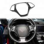 Carbon fiber style central control steering wheel trim for Chevrolet Corvette C7