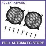 2 pc 8 Black auto Speakers Cover Plastic Mesh Woofer Subwoofer Grill Protector