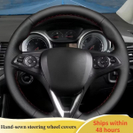 ized Car Steering Wheel Cover For Opel Astra K Corsa E Karl Crossland X Grandland ignia Zafira DIY Steering Wheel Braid Black Thread