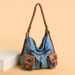 Naiste Moekas Denim Seljakott Suure Mahutavusega Vintage Disain K&auml;ekott Daami Pehme &Otilde;lakott Korea Ranna Reisiseljakotid Trend helesinine v&auml;rv