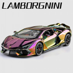 1:24 Lamborghini Revuelto Galvaanilise Pinnakattega Sulamist Mudelauto M&auml;nguasi Valatud Metallist Autod Heli ja Valgusega Autod Lastele S&otilde;iduk lilla