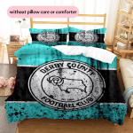 Derby County Jalgpalliklubi Muster Voodipesu Tekikott Komplekt Kodu Kaunistus Kingitus (1 * tekikott + 2 * padjap&uuml;&uuml;ri ilma s&uuml;damikuta) 135x200cm