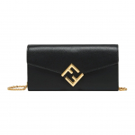 FENDI Geomeetriline Klapp Eemaldatava Keti &Otilde;larihmaga Pikk Rahakott Vasikanahast Naiste Crossbody Kott Must Basic Set (Bag + Dust Bag) must