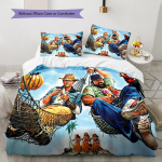 Terence Hill Bud Spencer Muster Voodipesu Tekikomplekt Tekikate Padjap&uuml;&uuml;r Kodu Kaunistus Kingitus (1 * tekikott + 2 * padjap&uuml;&uuml;ri, ilma s&uuml;damikuta) 135x200cm