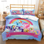 My Little Pony Multikate Aastaringsed Tekikatted Tekid Voodipesukomplektid Pehme Tekikate ja Padjap&uuml;&uuml;rid &Uuml;he-/Kahe-/Kuninganna-/Kuninga AU Single(140*210cm)3pcs