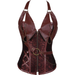 T&auml;iskasvanutele m&otilde;eldud keskaegne viikingite piraadikost&uuml;&uuml;m naiste gooti r&uuml;&uuml;tlikorsett Halloweeni cosplay Steampunk nahast p&auml;itsed vest metallist kuuri M brown