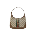 Gucci Jackie 1961 Kuldne Lukk Monogrammiga L&otilde;uend ja Nahk Poolkuu &Otilde;lakott Naiste &Otilde;lakott Pruun 636706-HUHHG-8565 Steel Stamp,Basic Set (Bag+Dust Bag)