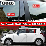 L&auml;ikiv Must S&uuml;sinikkiust Auto Akna Ukse Samba BC Samba Posti Katte Liist PC Materjalist Kleebis Suzuki Swift 5-ukselisele 2005-2016 must