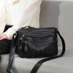 Ehtsa nahast emakott 2026 - Muudetav crossbody kott-tote, Naiste avar &otilde;lakott m&auml;hkmete ja s&uuml;learvuti jaoks 27 x 15 x 20 cm must