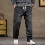Eriti Suured Teksap&uuml;ksid Meestele K&otilde;rge Elastsusega Kotid Denimist P&uuml;ksid Meessoost Pluss Suurused L&otilde;dvad Slim Fit Cowboy P&uuml;ksid 8XL 6XL Klassikaline Must L must