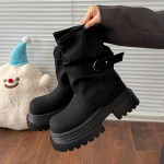 Talvised Vintage Paksude Taldadega Naiste RatsuSaapad Moodsa Pandlaga Kingad Naiste K&otilde;rgust Lisavad Libistatavad Pikad Saapad 35