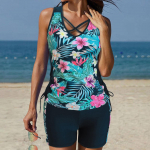 2025 Uus Naiste Ujumisriided Tankini 2-osaline Tankini Camisole Topid Bikiinikomplekt Tr&uuml;kitud Ujumisriided Naistele Tank Topid Ujumisriided L must