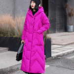 Naiste Talvine Paks Soe Vaba Kapuutsiga Pikk &Uuml;ler&otilde;ivas Polsterdatud Retro Hiina Stiilis Mantel Naiselik Parka 3XL roosa punane v&auml;rv