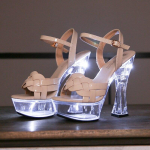 10365-A7 l&auml;bipaistev &uuml;lik&otilde;rge konts, 14 cm plokkkonts, suvine naiste platvorm tekstiil Seksikad helendavad sandaalid LFD 34