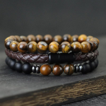 Noter 3 tk Meeste K&auml;ev&otilde;ru Komplekt 8 mm Looduslik Oon&uuml;ks Tiigrisilma Kivi K&auml;ev&otilde;ru Homme Magnetiline Pannal Nahast K&auml;ev&otilde;ru Pulsera Hombre Kingitus 19.5cm pruun