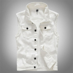 Kitsas Isikup&auml;rane Trendikas Meeste Valge Denim Vest Denim Vest Top L valge