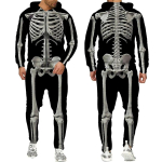 Halloween Cosplay Skeleton Splanchna 3D All Over Print T&otilde;mblukuga dressid Meeste kapuutsiga p&uuml;ksid 2 tk Komplekt T&auml;navar&otilde;ivaste kost&uuml;&uuml;mid 6XL gray