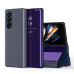 Kvaliteetne nahast klapp&uuml;mbris Samsung Galaxy Z Fold 7 6 5 4 3 5G jaoks, plaaditud peegel, Smart View, &auml;ri, kukkumisvastane kaitse&uuml;mbris Galaxy Z Fold5 lilla