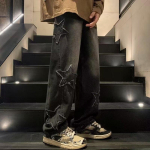T&auml;httikandiga Sirged Vabaaja Meeste teksap&uuml;ksid Lai Jalg L&otilde;tv Hip Hop Mood Noorte Streetwear Denim P&uuml;ksid M must