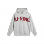 Li Ning N&auml;dalavahetuse Noorte Ameerika Vintage Kapuutsiga S&auml;rk T&auml;hega Logo Prinditud Kapuutsiga Unisex Dressipluus Helehall Suitsuhall AWDU781-1 S