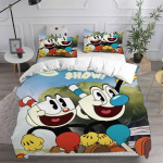 Uued 3D-prindiga m&auml;ngukarikatuur Cuphead voodipesukomplektid tekk, voodikate, tekikott, padjap&uuml;&uuml;r 2-3 osaline komplekt laste/t&auml;iskasvanute suurus 135x200cm