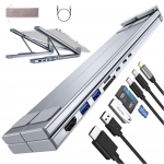 8-&uuml;hes USB-C s&uuml;learvuti alus dokkimisjaamaga Universaalne USB C dokk Tahvelarvuti alus Kokkupandav Type-C jaotur Adapter Plug and Play h&otilde;be