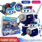 AULDEY Super Wings Muunduvad M&auml;nguasjad, Jett & Carl Komplekt, 2 Režiimi Robot, Vajuta Valgustamiseks, Ametlikult Litsentseeritud Ametlikult Litsentseeritud