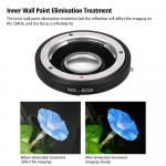 MD-EOS objektiivi kinnitusadapteri r&otilde;ngas koos korrigeeriva objektiiviga Minolta MD objektiivile, mis sobib Canon EOS EF jaoks