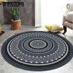 Geomeetriline abstraktne &uuml;mmargune vaip, imitatsioon puidust teradega prindimatt Magamistoa laheakna toolivaip 80cm diameter
