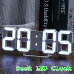 3D LED digitaalne seinakell Laua seinakell Kodukaunistus valge