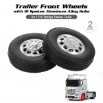 2 tk haagise esi-/tagarattad 10 kodaraga rummudega 1/14 Tamiya traktorile Front Wheel must