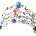 Les Tr&eacute;sors De Lily [B8202] - Bracelet 'Calcutta' Blanc Bleu Vert roheline