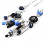NOA [J3193] - Collier Cr&eacute;ateur 'Pimprenelle' bleu gris sinine