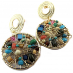 Les Tr&eacute;sors De Lily [P4031] - k&auml;sit&ouml;&ouml;na valmistatud kullatud k&otilde;rvar&otilde;ngad 'Brasilia' mitmev&auml;rvilisest kullast - 50x30 mm mitmev&auml;rviline