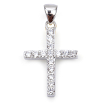 Les Tr&eacute;sors De Lily [Q9422] - h&otilde;bedane ripats  Cross  h&otilde;bevalge (roodiumiga kaetud) - 23x12 mm valge