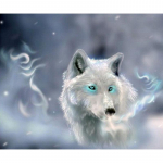 Teemantmaal ristpistes t&auml;ispuur &uuml;mmargune vaik loom valge hunt teemanttikandid kodukaunistus 20X30CM