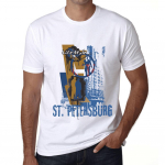 Meeste Vintage T-s&auml;rk Graafiline T-s&auml;rk ST. Peterburi elustiil valge S valge