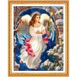 Teemantmaali, religioosse mustriga kodukaunistus, &uuml;mmargused teemanttikandid, ingli n&auml;put&ouml;&ouml;, teemant 20X30CM