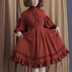 Scione vintage naiste kleit gooti stiilis laterna kleit, paeltega armsad armsad naiste kleidid Lolita XL punane