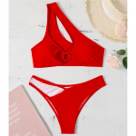 As&uuml;mmeetriline k&otilde;rge s&auml;&auml;re l&otilde;ikega bikiinid naiste ujumistrikoo, naiste ujumisriided, kaheosaline bikiinikomplekt, polsterdatud supluskost&uuml;&uuml;m naiste ujumiskost&uuml;&uuml;m S must