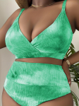&Uuml;hes t&uuml;kis ujumisriided naiste ujumisriided Colorblock Beach Plus Size Body Vintage ujumisriided rannariided ujumisriided 2XL roheline