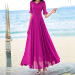 V-kaelusega elegantne mood l&uuml;hikeste varrukatega &uuml;hev&auml;rvilised saledad p&otilde;lvedeni A-LINE kleidid Empire'i mugavad &scaron;ifoonist naisteriided 2XL