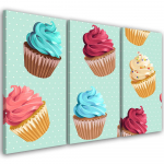 Kolmeosalise pildiga l&otilde;uenditr&uuml;kk Cupcakes Sweets 60x40 sinine