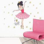 V&auml;ikese printsessi laste koomiksite seinakleebis Tantsut&uuml;druk Magamistoa sissep&auml;&auml;su seina kaunistamine Kaunistuse seinakleebis