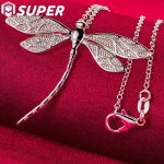 925 sterlingh&otilde;bedast suur Dragonfly ripats kaelakee ehted 45cm