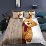 3D Cartoon Bear voodipesukomplekt Armas karu suletekk ja padjap&uuml;&uuml;r 2/3 t&uuml;kki Lastetoa t&auml;issuuruses pehme kodukaunistus EU Single 135x200cm